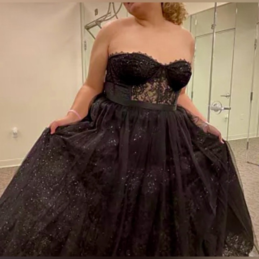 JULES AND CLEO Sweetheart Strapless Sparkle Lace and Tulle Corset Dress Size 20 - Picture 11 of 15